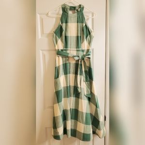 Anthropologie Gingham Halter Dress